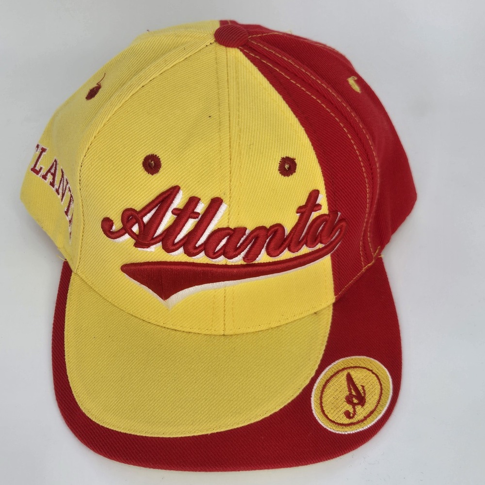 Y2K Atlanta Strapback Hat Red Yellow Colorblock Streetwear 90s‎ 00s Retro Cap